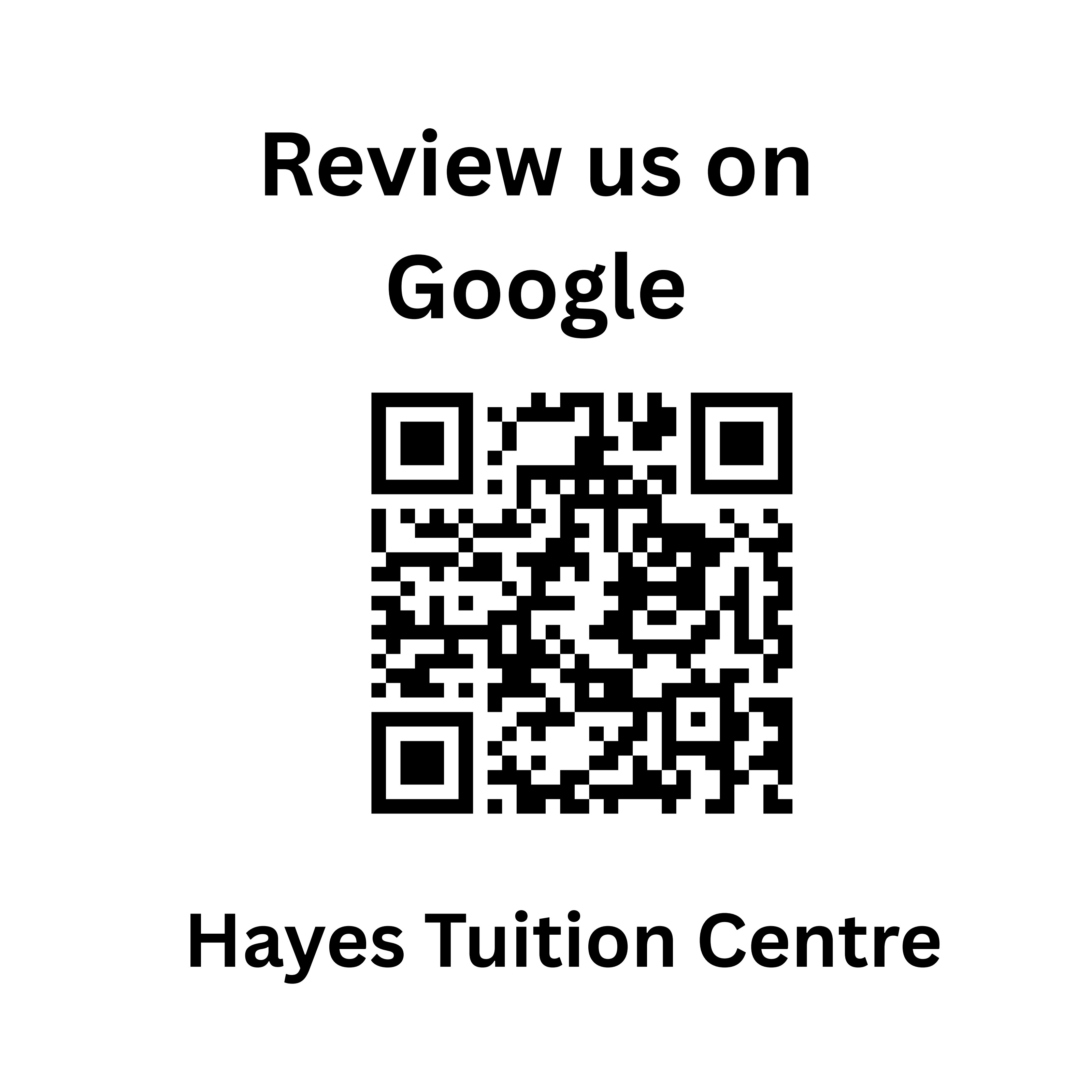 QR code to review Hayes Tuition Centre on Google